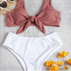 White and dark blush bikini